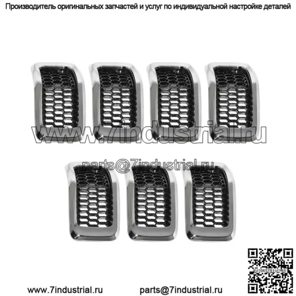 Подходит для Jeep Cherokee 2014-2018 7X Chrome Black Honeycomb Mesh Grille Inserts - Image 3