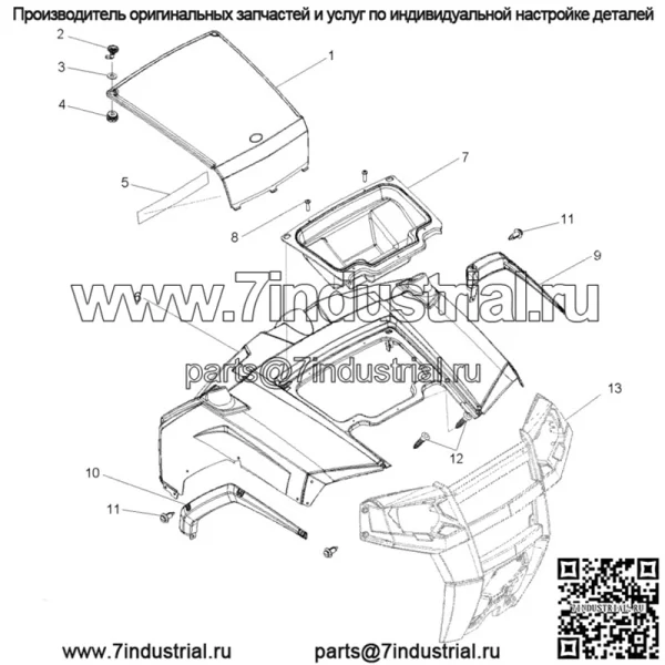 Polaris Center Hood Access, Sagebrush Green Metallic (для: Polaris) - Image 2