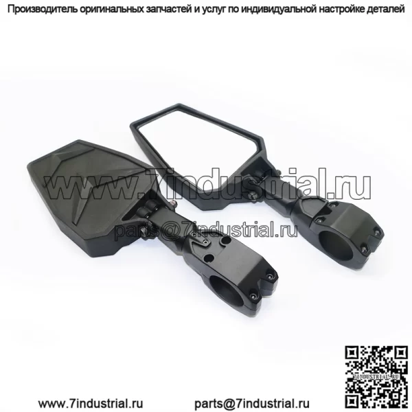 Зеркало заднего вида для внедорожника UTV, боковое зеркало заднего вида, подходит для 1,75-2-дюймового защитного каркаса, внедорожного Polaris RZR 800 900 1000 XP Kawasaki Yamaha Turbo Teryx с черными, оранжевыми, синими, красными вставками (черный)