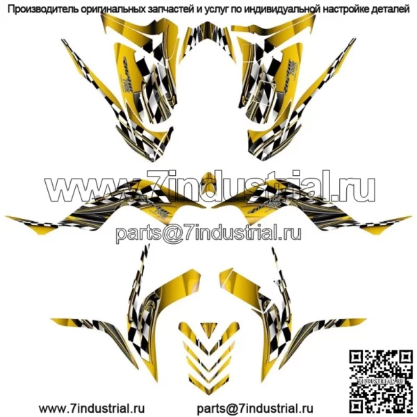 Yamaha 700 graphics 2006-12 комплект наклеек с полным покрытием #2500 желтый